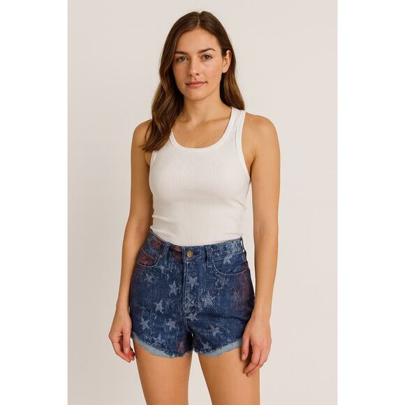GUESS Star Print High-Rise Denim Shorts – NWT – Size 25 - Picture 1 of 5